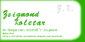 zsigmond koletar business card